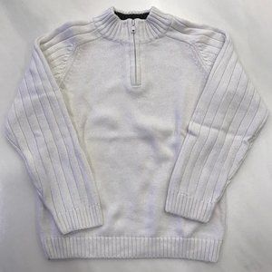 Greendog White Sweater with Half Zipper